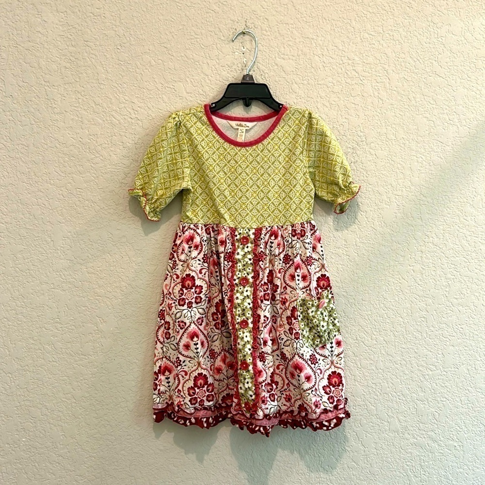 Matilda Jane dress size 6 green magenta and white